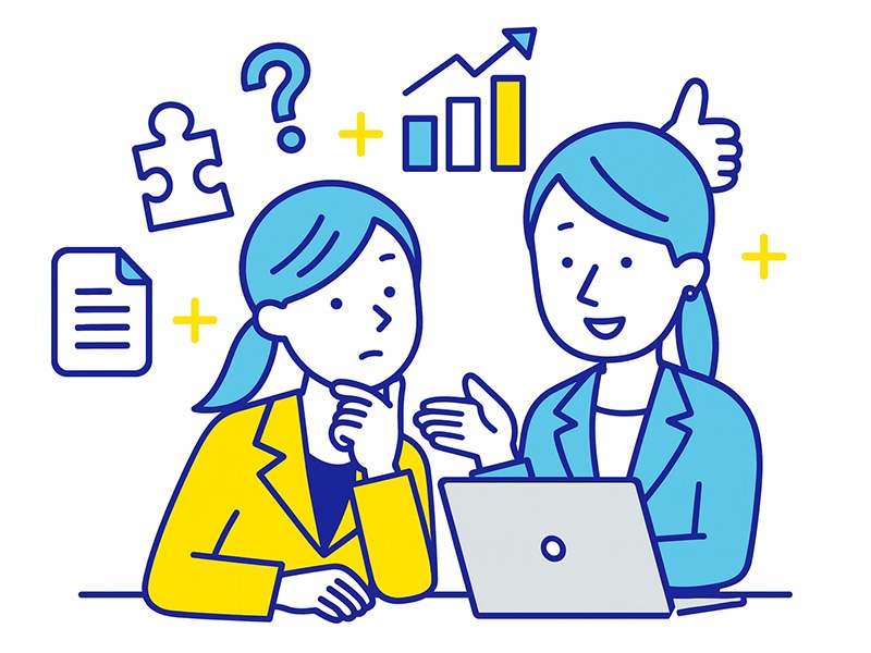 転職エージェントや就活エージェントが「やめとけ」「使うな」と言われる理由をイメージしたイラスト。専門家へキャリア相談や書類添削を依頼すべき場面を示す構図。