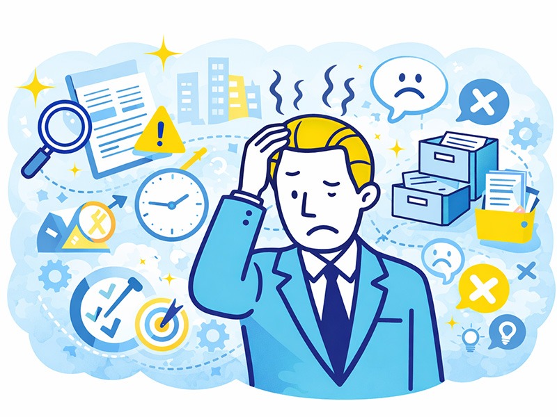 ENTJ指揮官に向いてない仕事の特徴を表したイラスト｜裁量が乏しく変化の少ない職業でストレスを感じやすいENTJの仕事観イメージ