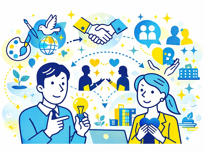 INFP仲介者に向いている仕事や職業の特徴を整理したイラスト|適職の判断基準