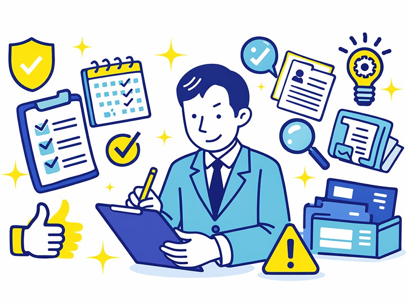 ISTJロジスティシャンの特徴や仕事の進め方を整理し、強みが評価されにくい理由と向いている環境を理解できるイラスト