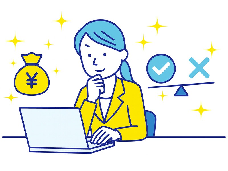 仕事を辞めてから転職するメリットとデメリットを整理したイラスト。退職後の時間活用と収入面の不安を対比させた構図。