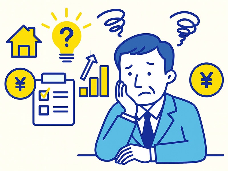 転職で後悔が生まれる判断のズレや意思決定の構造を考える社会人のイラスト