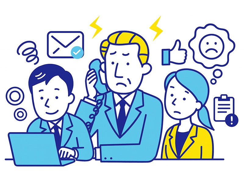 就活の内定辞退や内々定辞退を伝える際、メールで結論を共有し電話で補足する基本の流れを表現したイラスト。新卒が辞退連絡を行う場面を分かりやすく描いた構図。