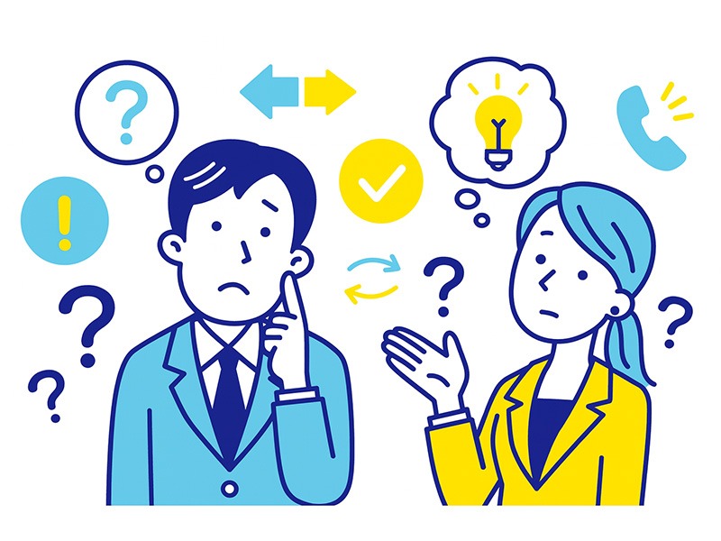 就活の内定辞退や内々定辞退を伝える際、メールで結論を共有し電話で補足する基本の流れを表現したイラスト。新卒が辞退連絡を行う場面を分かりやすく描いた構図。