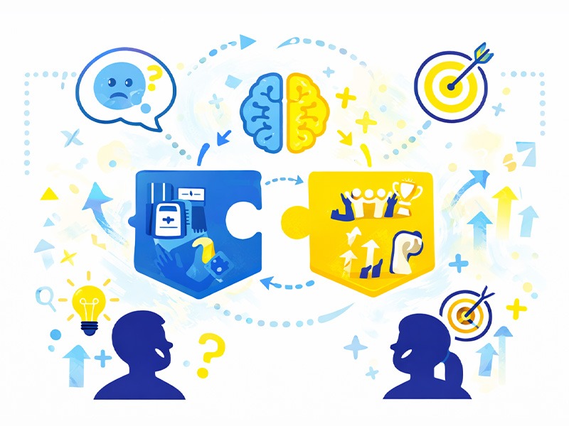 未経験でも伝わる自己PRの考え方を、経験の抽象化と強みの再解釈の視点で表したイラスト