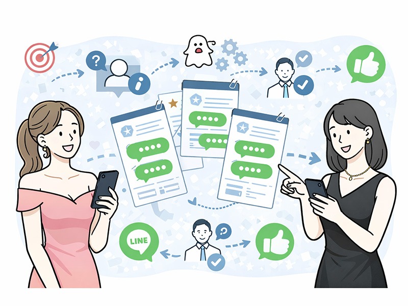 体入ドットコムにおけるドタキャン防止のためのLINEテンプレ運用設計イメージ