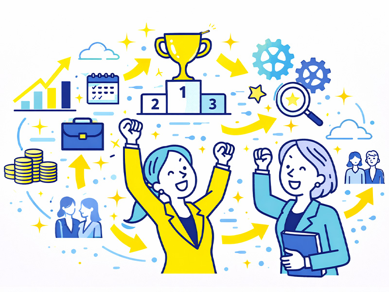 女性のキャリアプラン成功例と共通点を整理したイメージイラスト