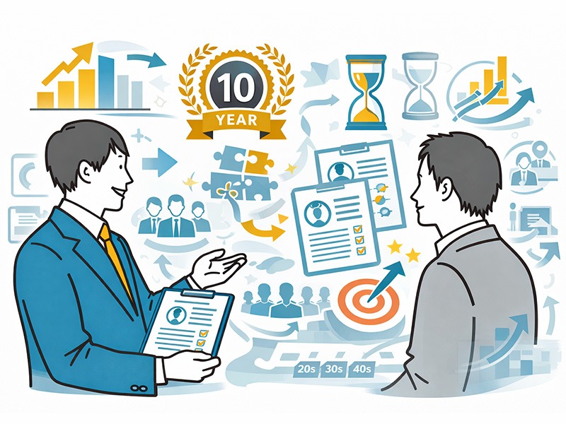 10年以上の内定支援実績をもとに内定率と面接通過率を高める人材紹介会社向け成果報酬型支援サービスのイメージ