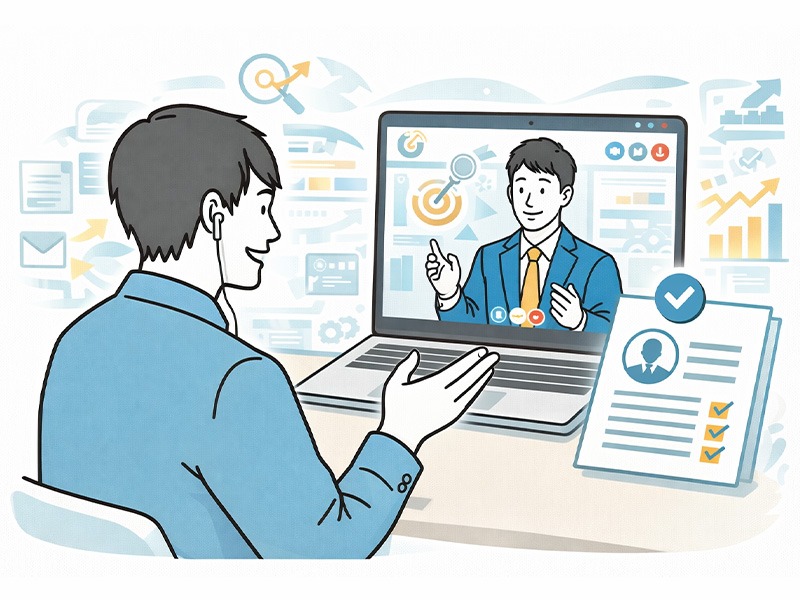 オンラインで面接練習を行い内定率と面接通過率を高める人材紹介会社向け成果報酬型支援のイメージ