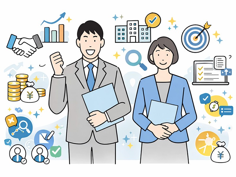 人材紹介会社の内定率と面接通過率の目安を示すイメージ。エージェントの成果指標や成功報酬モデルにおける重要性を表現したイラスト