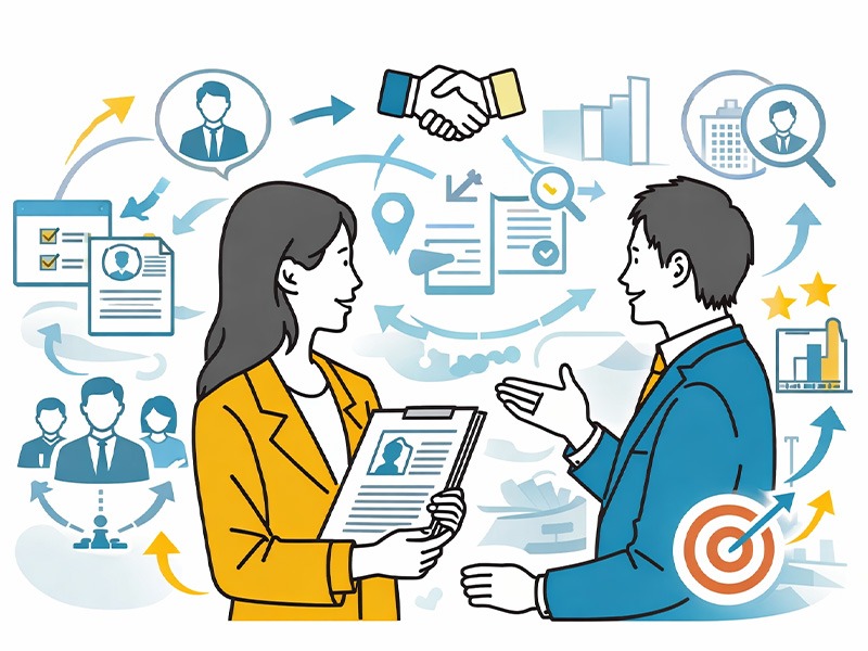 人材紹介会社に特化した内定率・面接通過率向上を支援する成果報酬型面接対策サービスのイメージ