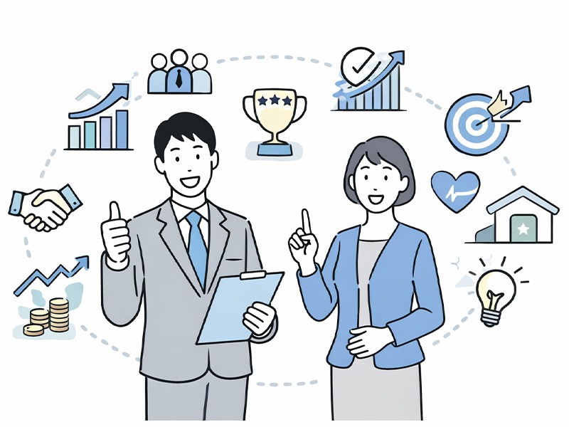 採用ブランディングによって応募数や応募者の質、定着率など採用成果が向上する効果を示したイメージイラスト