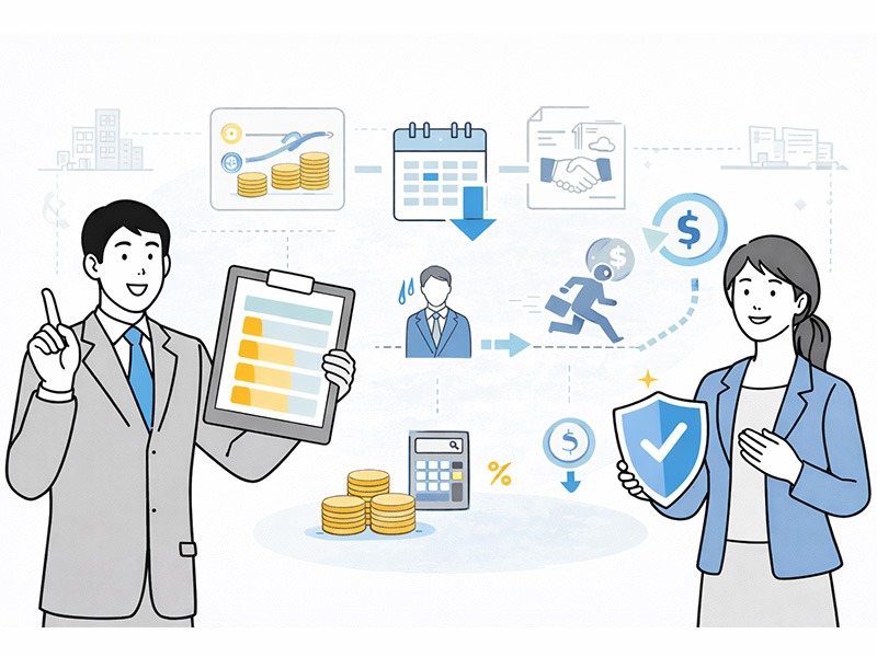 人材紹介会社の返金規定と返戻金の考え方を示すイラスト|早期退職時に適用される人材紹介手数料の返金ルール