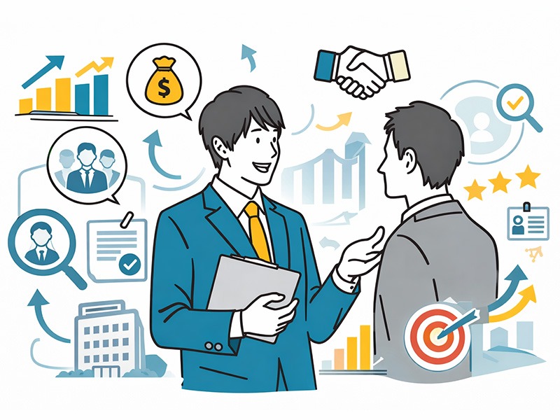 内定率向上を成果報酬型で支援する人材紹介会社向け面接通過率改善サービスのイメージ