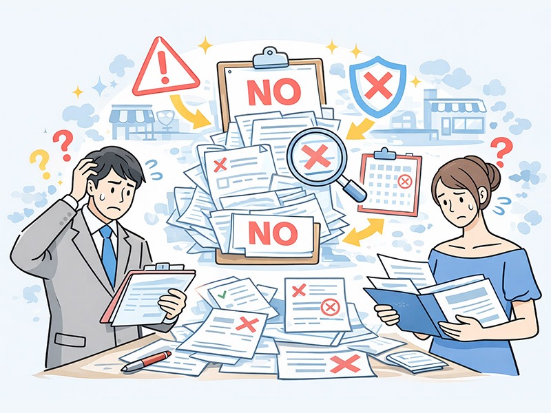 体入ドットコム掲載審査で差戻しを防ぐための事前確認ポイントを示すナイトワーク店舗イメージ