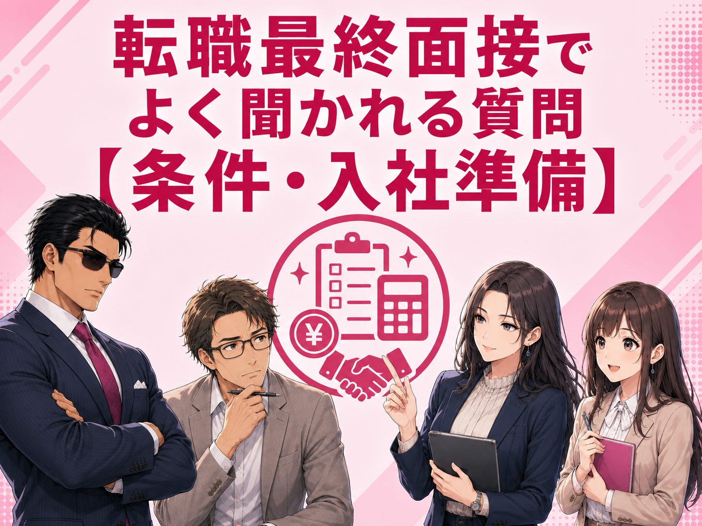 転職の最終面接で聞かれる希望年収や条件提示、入社可能日、その場で内定が出た場合の対応など入社準備に関する質問を解説するイメージ画像