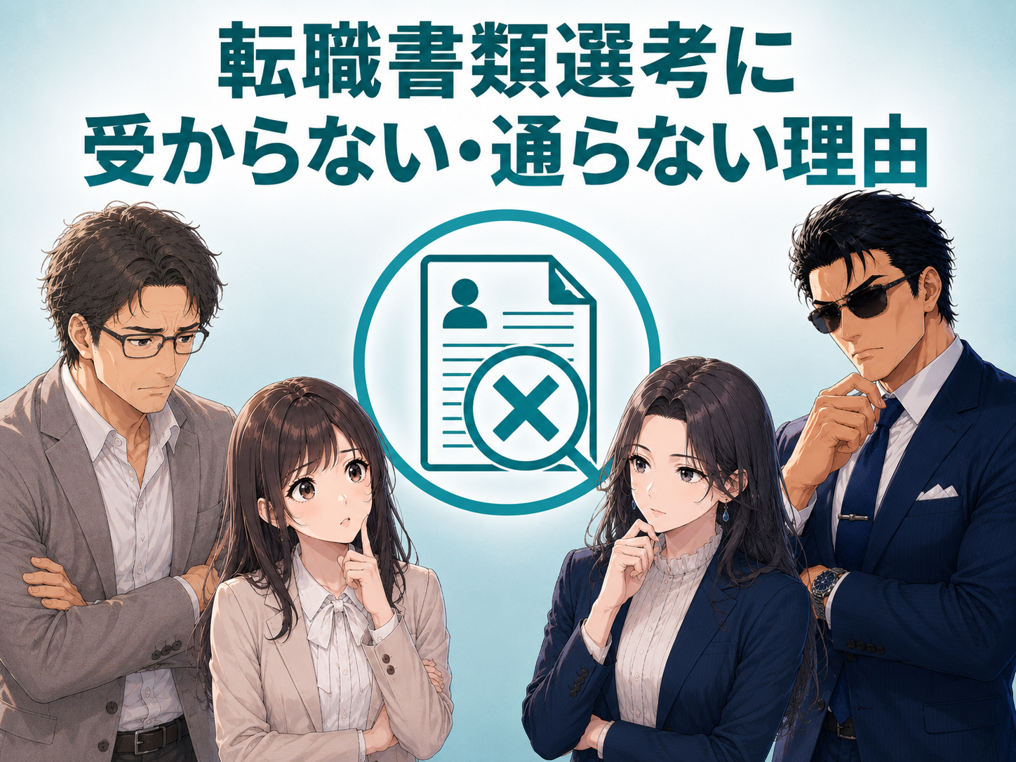 転職の書類選考に受からない・通らない原因として、経験やスキルのミスマッチ、履歴書・職務経歴書の項目不足や読みにくさを解説する画像