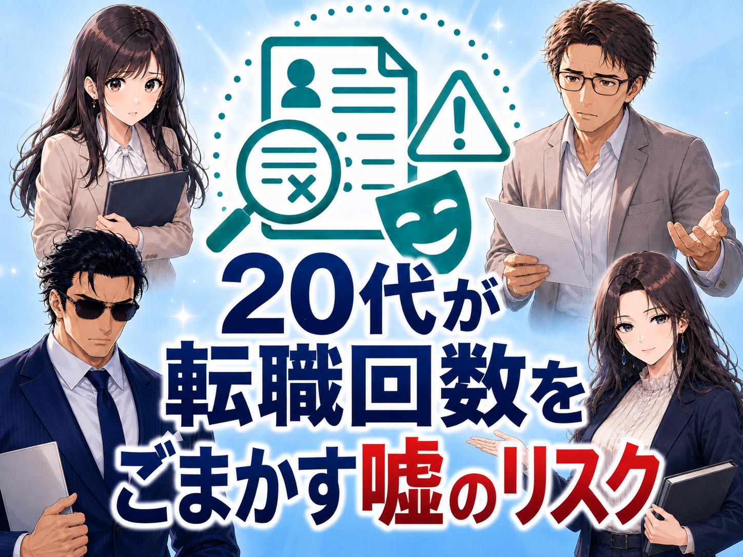 20代が転職回数や在籍期間をごまかすと職歴の嘘がばれる可能性があり、経歴詐称や信用低下につながるリスクを解説する画像