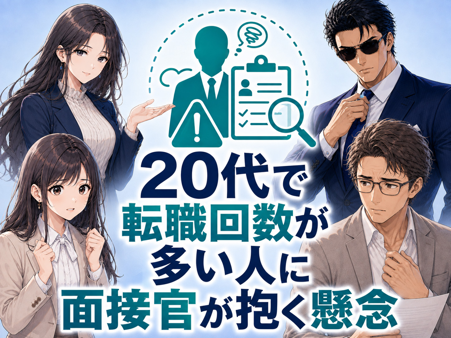 20代で転職回数や短期離職が多い人に対し、面接官が「またすぐ辞めるのでは」と懸念する理由やキャリアの一貫性を確認するポイントを解説する画像