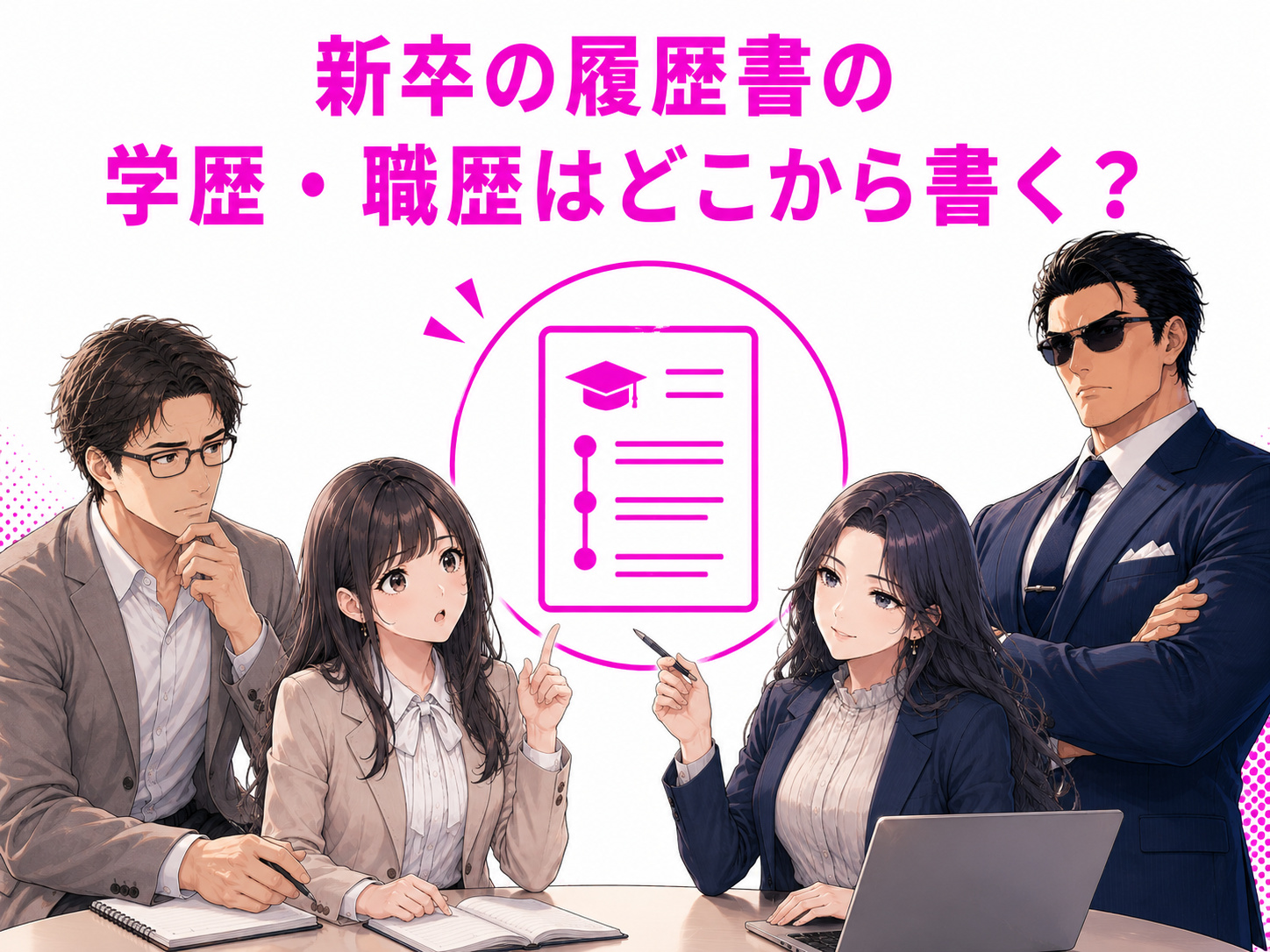 新卒履歴書の学歴・職歴の書き方を解説。学歴はどこから・いつから書くのか、在学中・卒業見込み・休学・留学やアルバイト・インターンの職歴を紹介