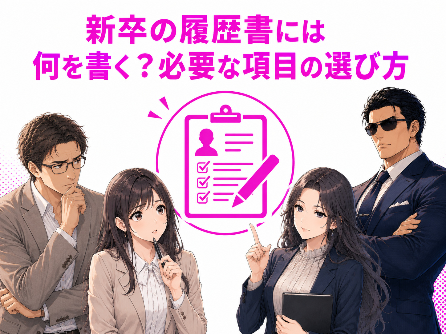 新卒の履歴書には何を書くのかを解説。日付・学歴・職歴・資格・志望動機・自己PRなど、就活の履歴書で書くことと基本的な書き方を紹介