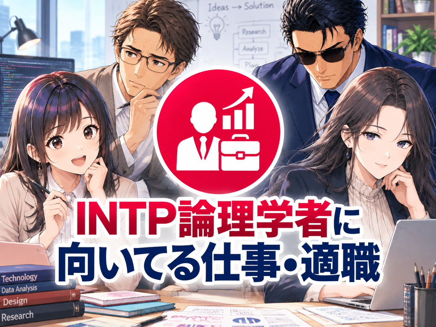 INTP論理学者に向いてる仕事・適職を紹介し、エンジニア・研究者・クリエイターなど思考力や分析力を活かせる職業を解説