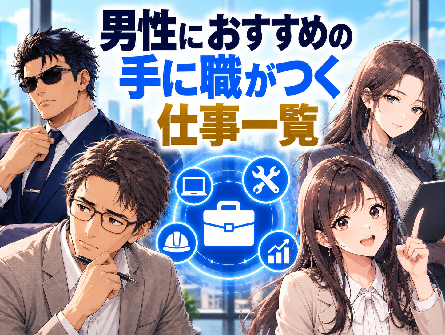 男性におすすめの手に職がつく仕事一覧として、資格を活かす専門職・ITエンジニア・ものづくり・職人系の仕事を紹介