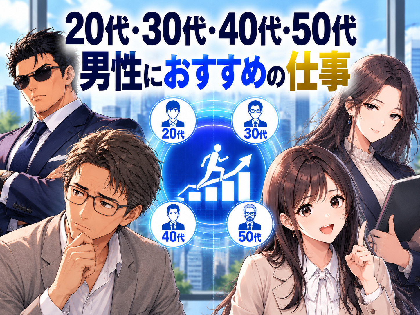 手に職をつけたい20代・30代・40代・50代男性におすすめの仕事と、年代別に経験や将来性を活かして仕事を選ぶポイント