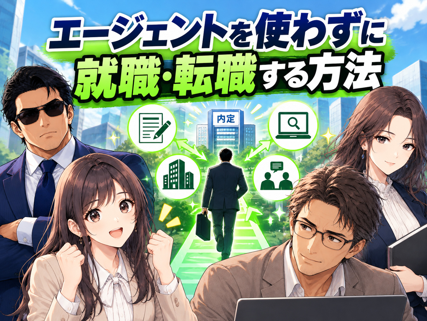 転職・就活エージェントを使わないで、自力で求人を探して企業へ直接応募し、必要な選考対策だけ個別に利用する方法を解説する画像