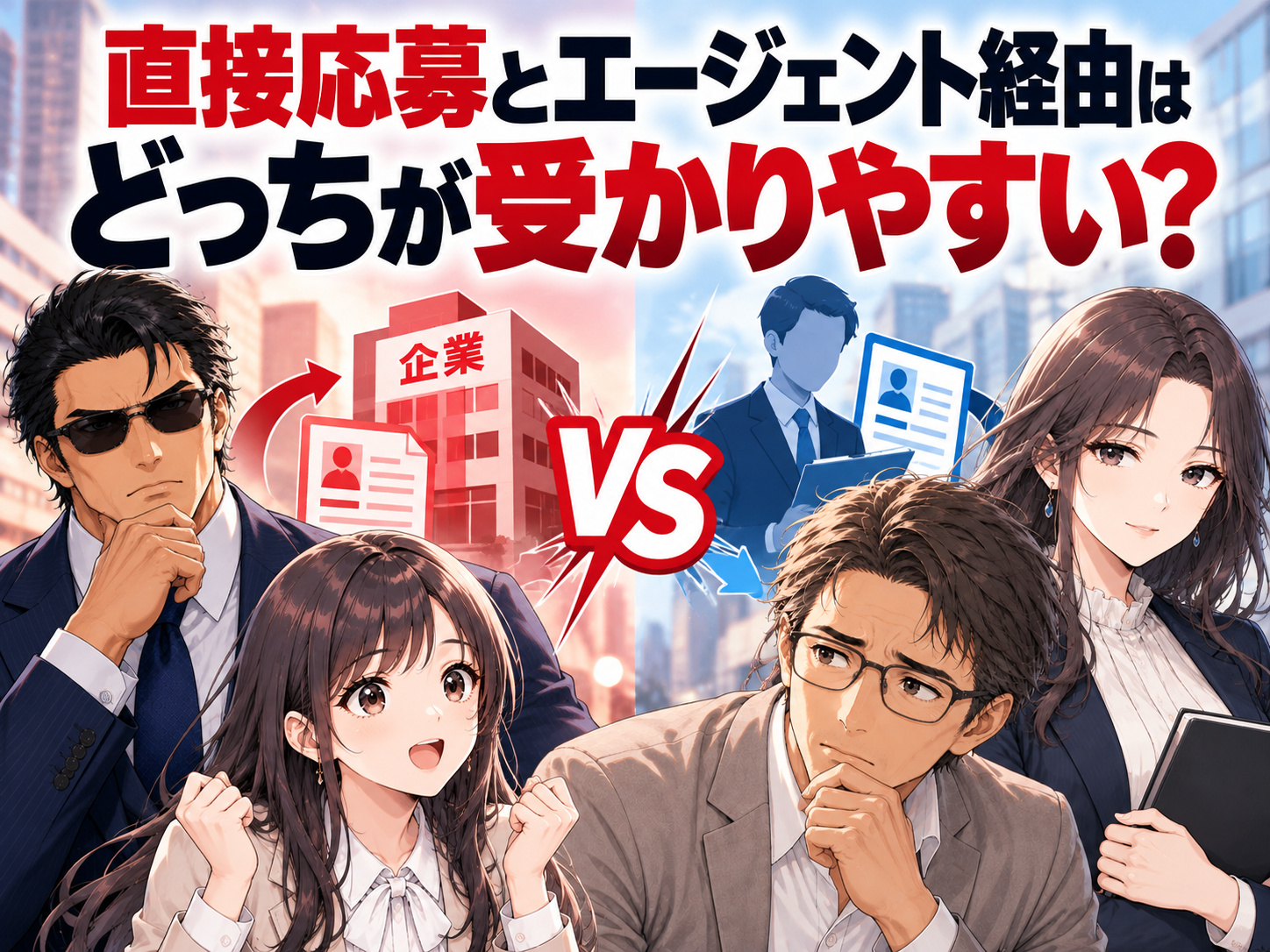 直接応募とエージェント経由はどっちが受かりやすいのか、紹介料や採用コストから直接応募が有利になりやすい理由を解説するキャリアギルド