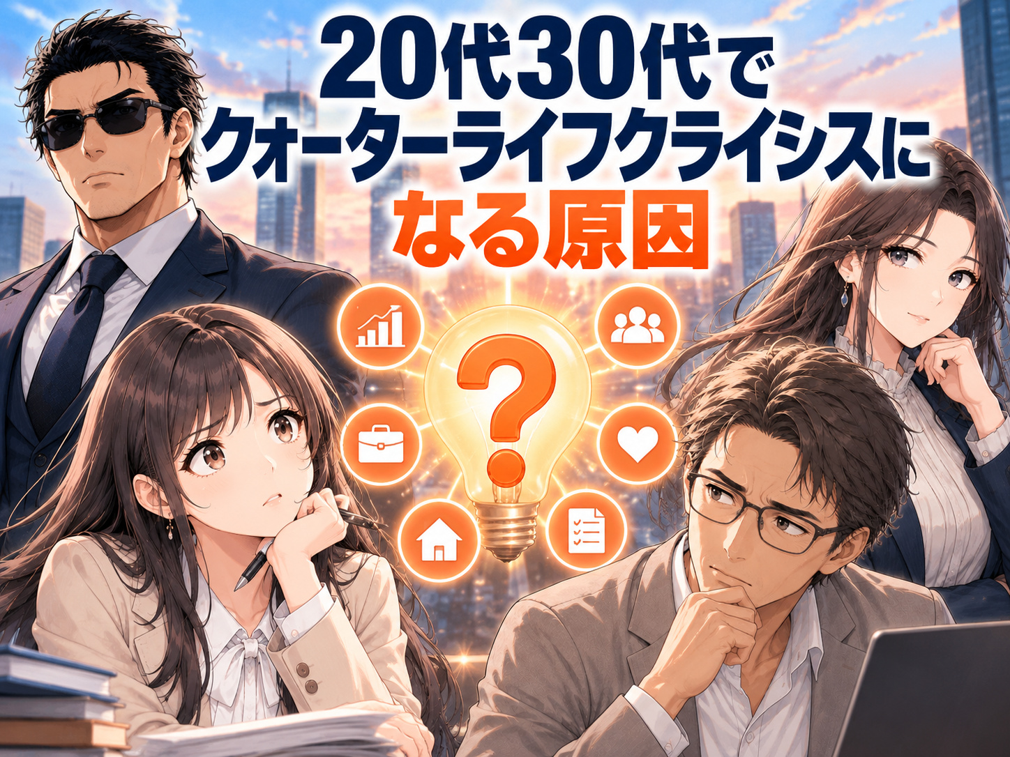 20代後半・30代前半でクォーターライフクライシスになる原因と、仕事や将来への迷い、理想と現実のギャップ、SNSや同世代との比較による焦りを解説
